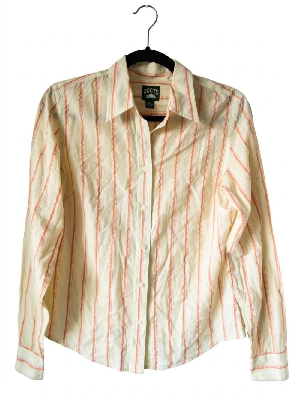 Roots Long Sleeve Pinstripe Button-Up Top - Medium